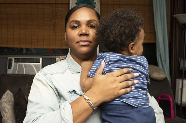 lady hugging her son