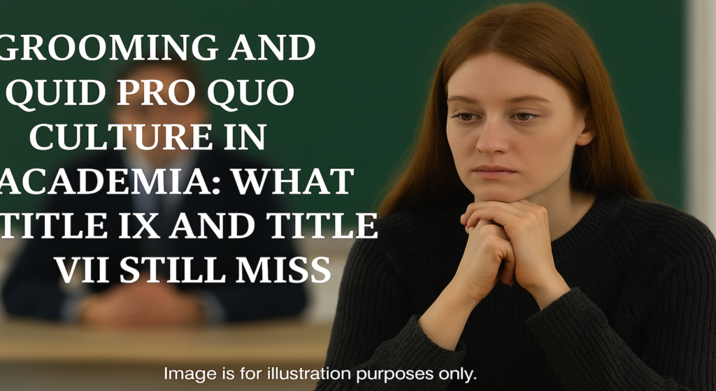 Female postgraduate student distressed with mentor in the background