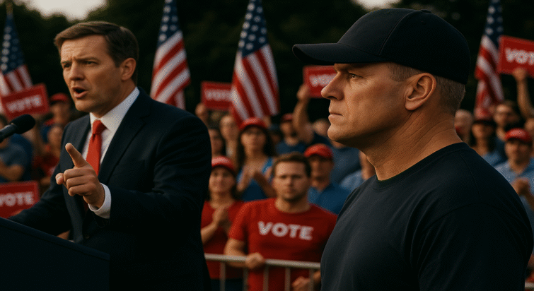 Off-duty police officer attending a political rally