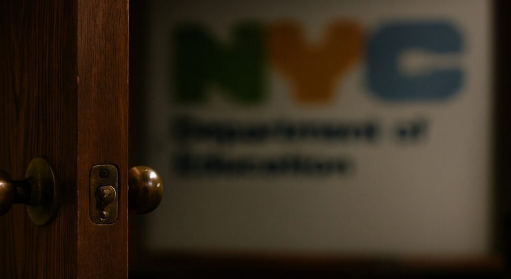 Closed Door with DOE Emblem Fading